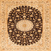 Round Machine Washable Medallion Orange Traditional Area Rugs, wshtr4666org