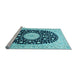 Sideview of Machine Washable Medallion Light Blue Traditional Rug, wshtr4666lblu