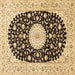 Square Machine Washable Medallion Brown Traditional Rug, wshtr4666brn