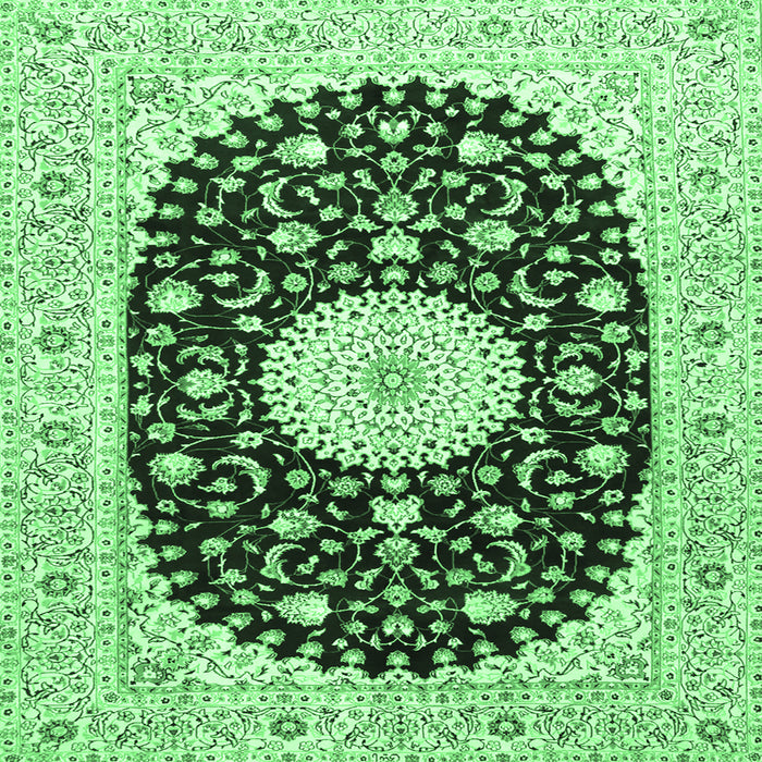 Square Medallion Emerald Green Traditional Rug, tr4666emgrn
