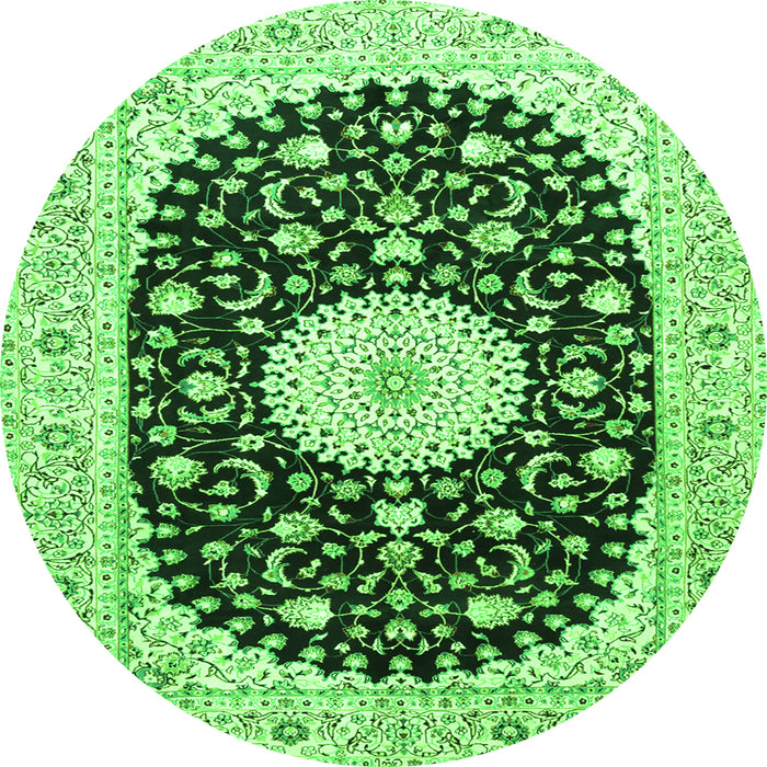 Machine Washable Medallion Green Traditional Area Rugs, wshtr4666grn