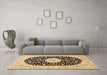 Machine Washable Medallion Brown Traditional Rug in a Living Room,, wshtr4666brn