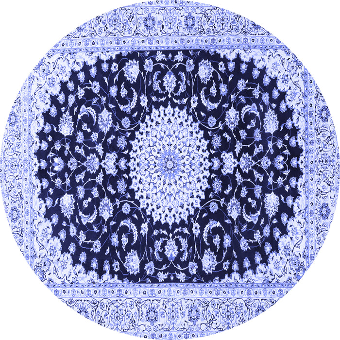 Round Medallion Blue Traditional Rug, tr4666blu
