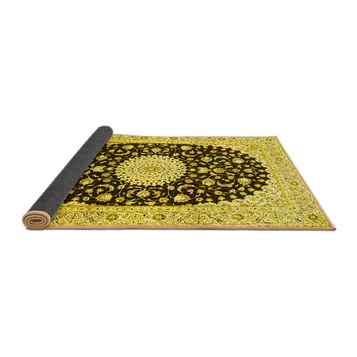 Sideview of Medallion Yellow Traditional Rug, tr4666yw