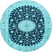 Round Medallion Light Blue Traditional Rug, tr4666lblu