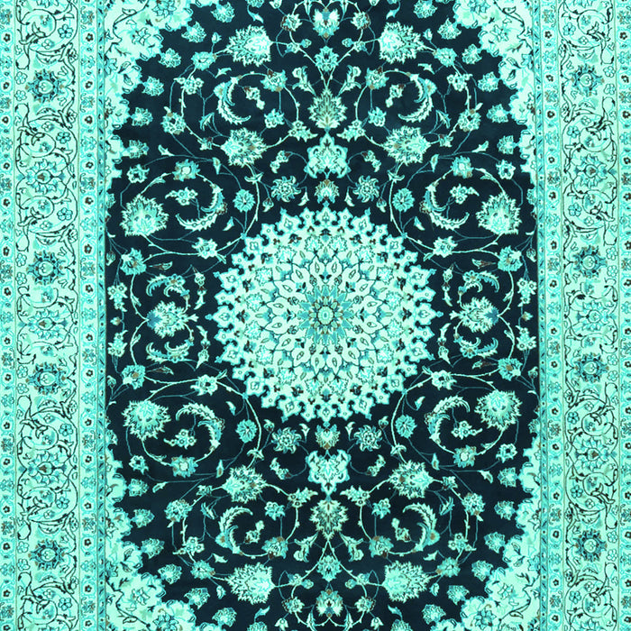 Machine Washable Medallion Turquoise Traditional Area Rugs, wshtr4666turq