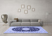 Machine Washable Medallion Blue Traditional Rug in a Living Room, wshtr4666blu