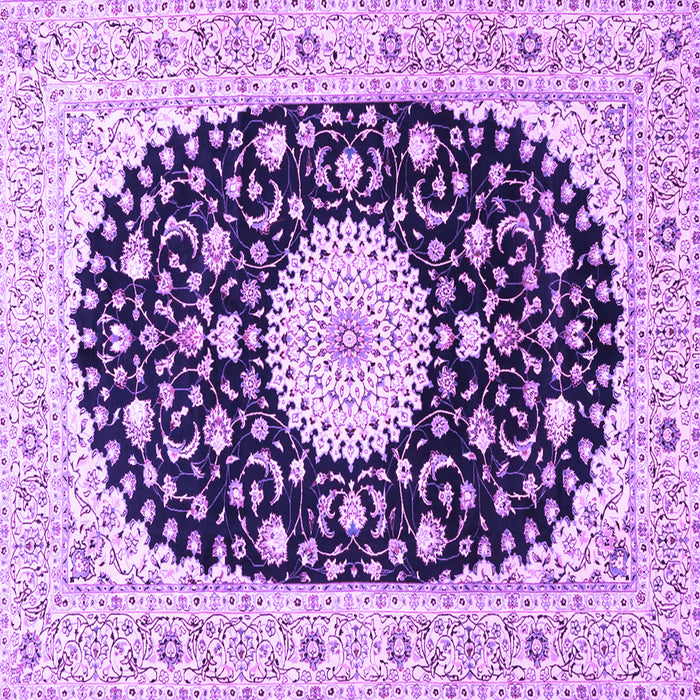 Square Machine Washable Medallion Purple Traditional Area Rugs, wshtr4666pur