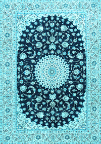 Medallion Light Blue Traditional Rug, tr4666lblu