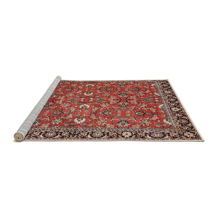 Sideview of Machine Washable Traditional Tomato Red Rug, wshtr4667