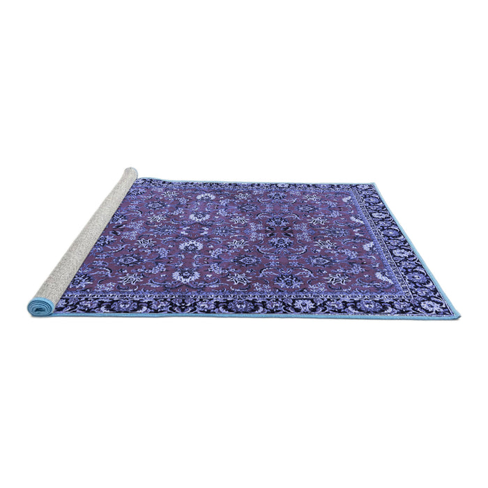Sideview of Machine Washable Oriental Blue Traditional Rug, wshtr4667blu