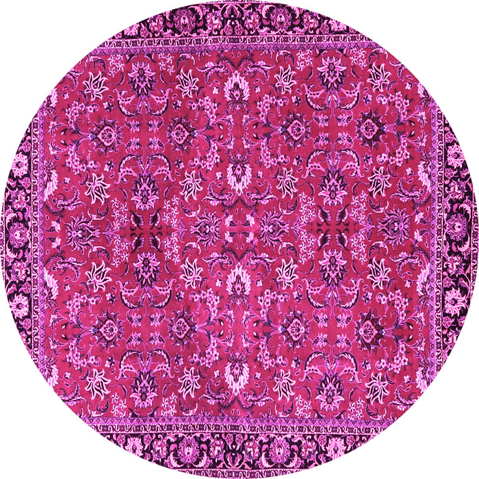 Round Oriental Pink Traditional Rug, tr4667pnk