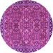 Round Machine Washable Oriental Purple Traditional Area Rugs, wshtr4667pur