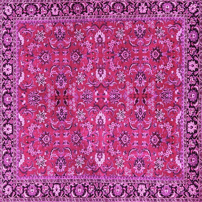 Square Machine Washable Oriental Pink Traditional Rug, wshtr4667pnk