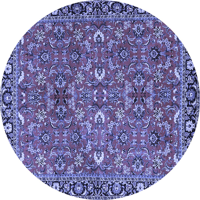 Round Machine Washable Oriental Blue Traditional Rug, wshtr4667blu
