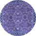 Round Machine Washable Oriental Blue Traditional Rug, wshtr4667blu