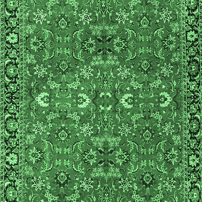 Machine Washable Oriental Emerald Green Traditional Area Rugs, wshtr4667emgrn