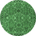 Round Oriental Emerald Green Traditional Rug, tr4667emgrn