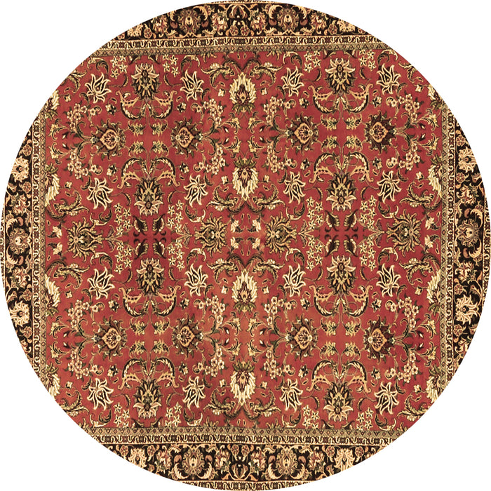 Round Oriental Brown Traditional Rug, tr4667brn