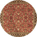 Round Oriental Brown Traditional Rug, tr4667brn