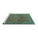 Sideview of Machine Washable Oriental Turquoise Traditional Area Rugs, wshtr4667turq