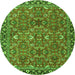 Square Oriental Green Traditional Rug, tr4667grn