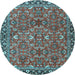 Round Oriental Light Blue Traditional Rug, tr4667lblu