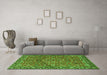 Machine Washable Oriental Green Traditional Area Rugs in a Living Room,, wshtr4667grn