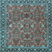 Square Machine Washable Oriental Light Blue Traditional Rug, wshtr4667lblu