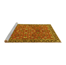 Sideview of Machine Washable Oriental Yellow Traditional Rug, wshtr4667yw