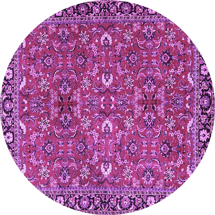 Round Oriental Purple Traditional Rug, tr4667pur