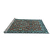 Sideview of Machine Washable Oriental Light Blue Traditional Rug, wshtr4667lblu