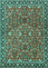 Machine Washable Oriental Turquoise Traditional Area Rugs, wshtr4667turq