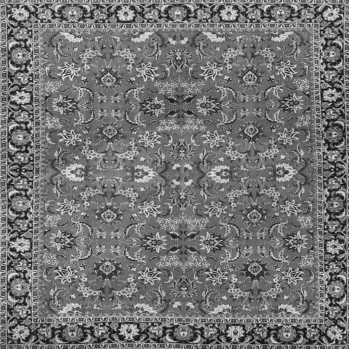 Round Machine Washable Oriental Gray Traditional Rug, wshtr4667gry