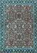 Machine Washable Oriental Light Blue Traditional Rug, wshtr4667lblu