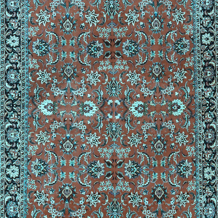 Machine Washable Oriental Light Blue Traditional Rug, wshtr4667lblu