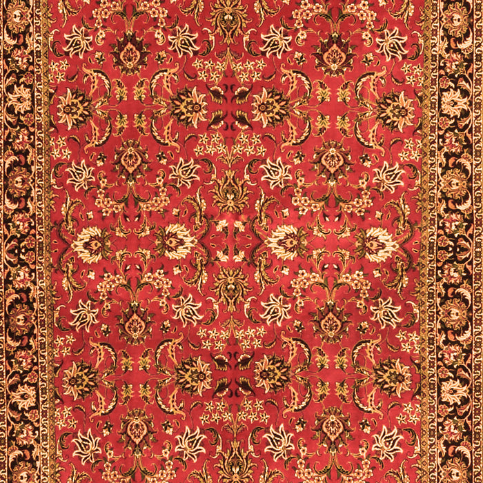 Serging Thickness of Machine Washable Oriental Orange Traditional Area Rugs, wshtr4667org