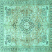 Square Medallion Turquoise Traditional Rug, tr4668turq