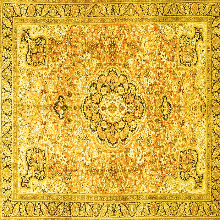 Square Medallion Yellow Traditional Rug, tr4668yw