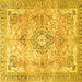 Square Medallion Yellow Traditional Rug, tr4668yw