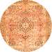 Machine Washable Medallion Orange Traditional Area Rugs, wshtr4668org