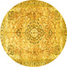 Round Medallion Yellow Traditional Rug, tr4668yw