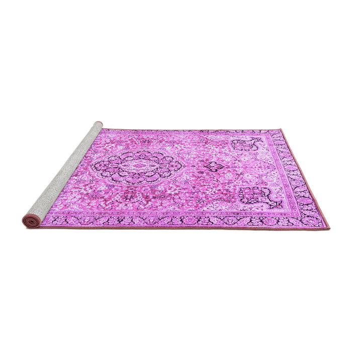 Sideview of Machine Washable Medallion Purple Traditional Area Rugs, wshtr4668pur