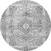 Machine Washable Medallion Gray Traditional Rug, wshtr4668gry