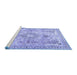 Sideview of Machine Washable Medallion Blue Traditional Rug, wshtr4668blu