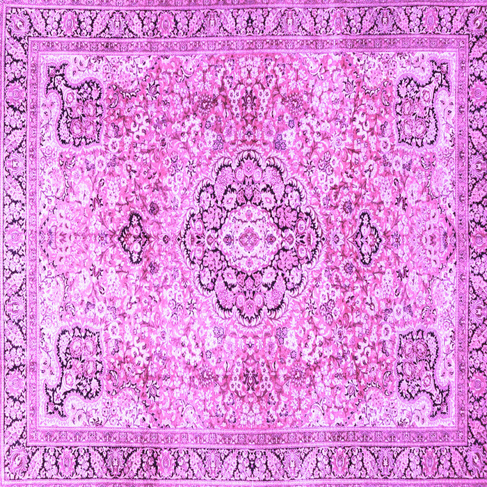 Square Machine Washable Medallion Purple Traditional Area Rugs, wshtr4668pur