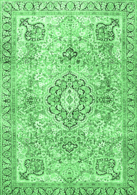 Medallion Emerald Green Traditional Rug, tr4668emgrn