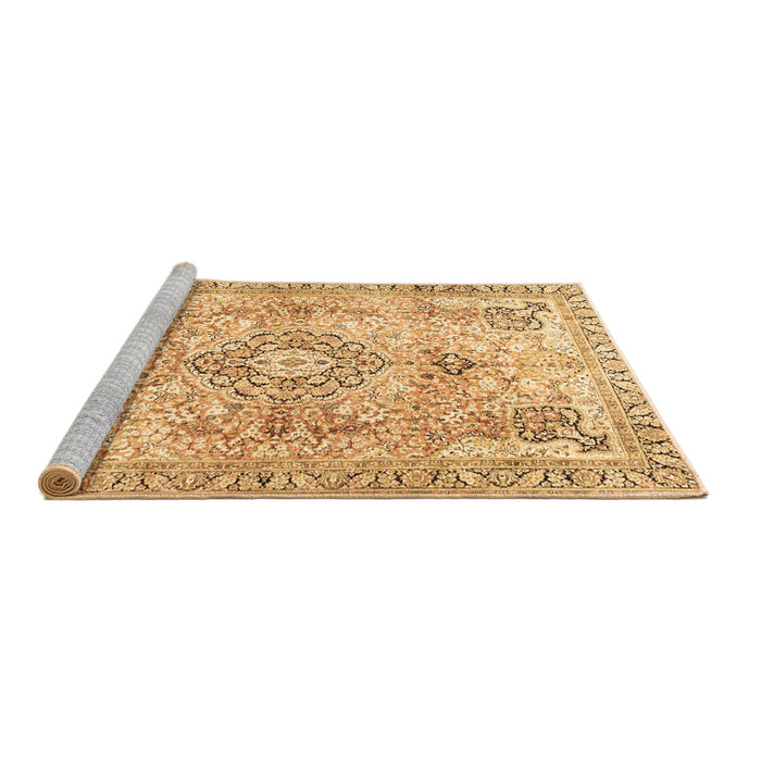 Sideview of Machine Washable Medallion Brown Traditional Rug, wshtr4668brn