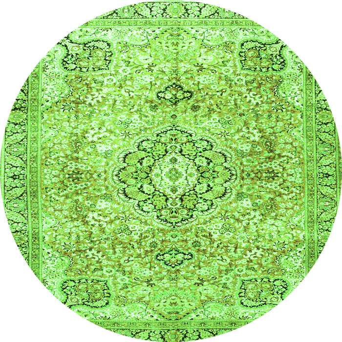 Square Medallion Green Traditional Rug, tr4668grn
