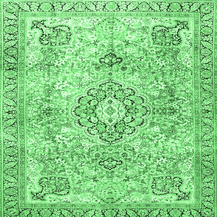 Square Medallion Emerald Green Traditional Rug, tr4668emgrn